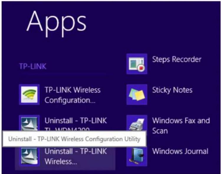 Apps TP-LINK Steps Recorder TP-LINK Wireless Configuration... Sticky Notes Uninstall - TP-LINK TL-WDN4300 Windows Fax and Scan Uninstall - TP-LINK Wireless Configuration Utility Uninstall - TP-LINK Wireless.... Windows Journal