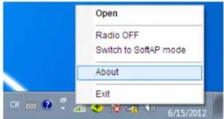 Open Radio OFF Switch to SoftAP mode About Exit