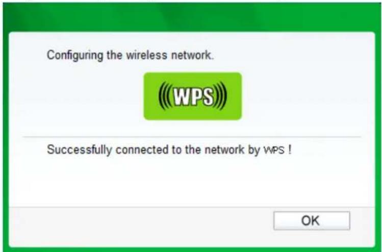 Configuring the wireless network. WPS Successfully connected to the network by wps !