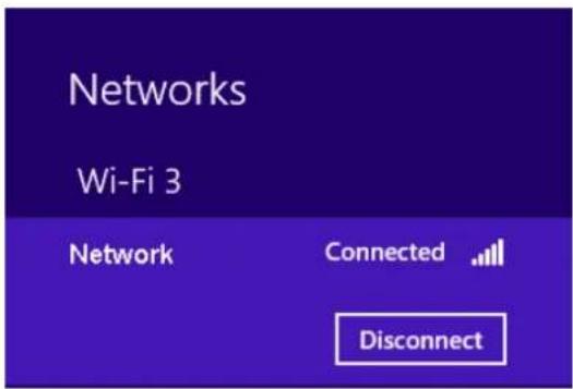 Networks Wi-Fi 3 Network Connected Disconnect