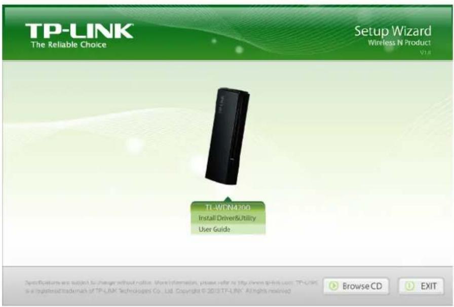 TP-LINK® The Reliable Choice Setup Wizard Wireless N Product V1.6 TL-WDN4700 Install Driver&Utility User Guide Specifications are subject to change without notice. More information, please refer to http://www.splns.com. TP-LINK® is a registered trademark of TP-LINK Technologies Co. Ltd. Copyright © 2013 TF-LINK® All rights reserved Browse CD EXIT
