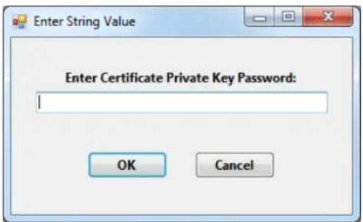 Enter String Value Enter Certificate Private Key Password: OK Cancel