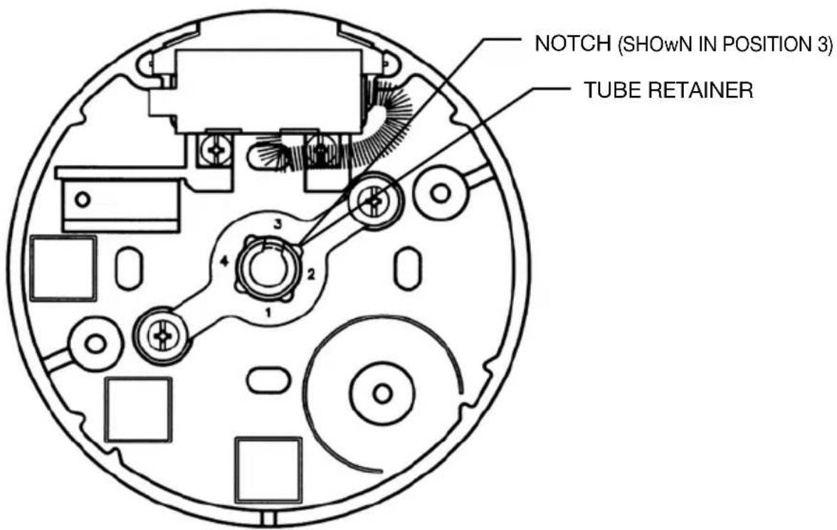 NOTCH (SHOWN IN POSITION 3) TUBE RETAINER