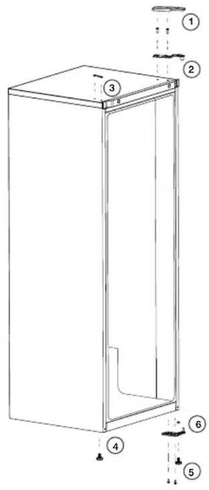 Technical diagram of a rectangular enclosure with numbered components for identification and assembly reference.