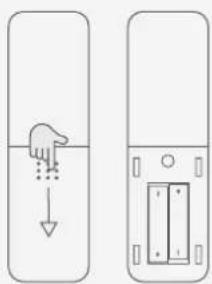 Diagram showing a hand dropping liquid into a container with a double door, indicating fluid flow or discharge.