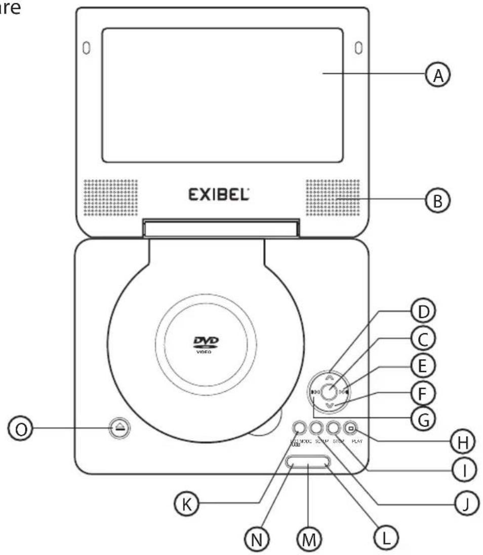 Exibel TF-DVD7008D-VDE - Knappar och funktioner - 1