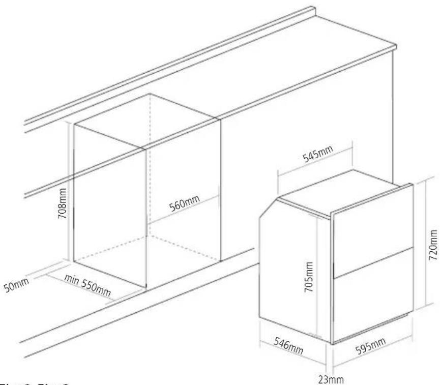 708mm 560mm 545mm 50mm min 550mm 705mm 546mm 595mm 23mm 720mm Fig. 2 Fig. 3