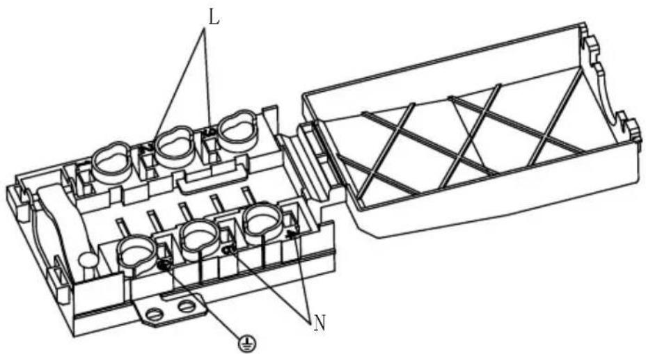 Technical diagram of a mechanical assembly with labeled components L and N, showing internal components and structural details.