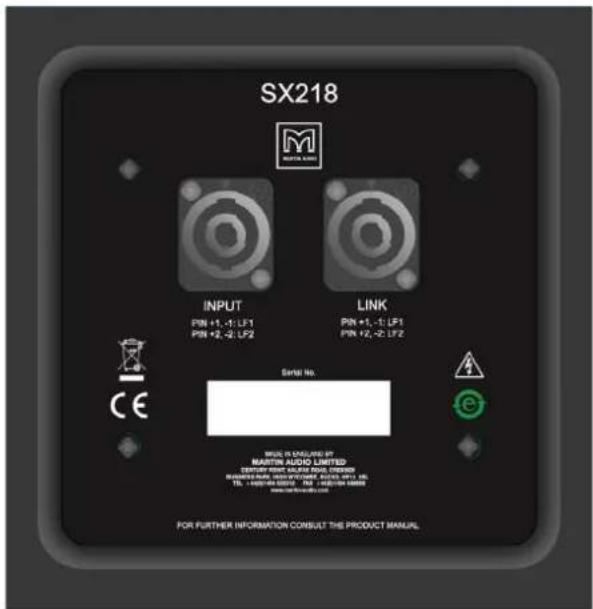 SX218 INPUT PIN +1, -1: LF1 PIN +2, -2: LF2 LINK PIN +1, -1: LP1 PIN +2, -2: LF2 Serial No. MARTIN AUDIO LIMITED CERTIFY FROM PLASTS AND DURING RASSING MANUAL (WALWATER, RASSO UNIT, 10) TEL: 44076-53000. INT. AMOUNTED www.martin.com FOR FURTHER INFORMATION CONSULT THE PRODUCT MANUAL
