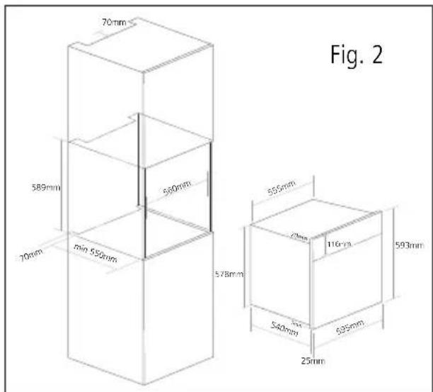 Fig. 2 70mm 589mm 70mm min 552mm 540mm 578mm 555mm 20mm 116mm 593mm 540mm 635mm 25mm