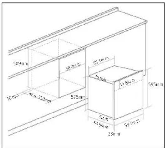 589mm 70 mm mi in. 550mm 56.0m m 575mm 55.1m m 20 mm 11.6m m 595mm 54.6m m 5mm 23mm 59.5m m