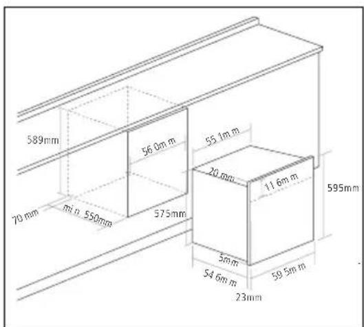 589mm 70 mm mi n 550mm 56.0m m 55.1m m 20 mm 11.6m m 575mm 595mm 5mm 54.6m m 59.5m m 23mm