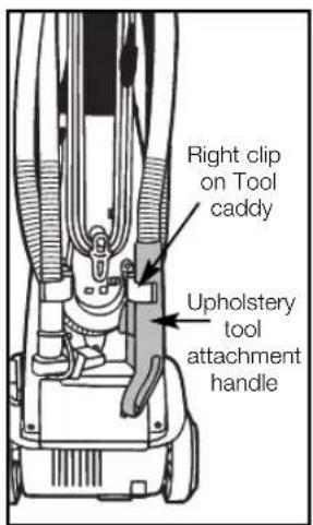 Right clip on Tool caddy Upholstery tool attachment handle