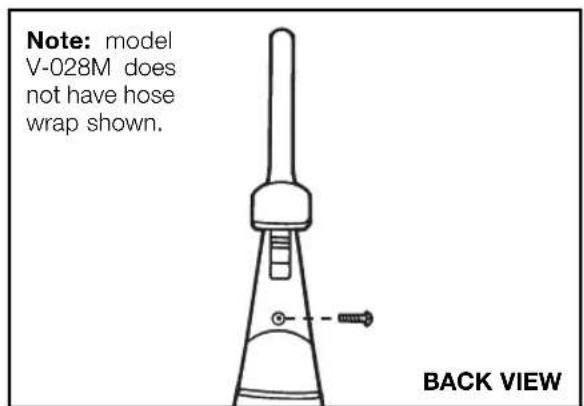Note: model V-028M does not have hose wrap shown. BACK VIEW