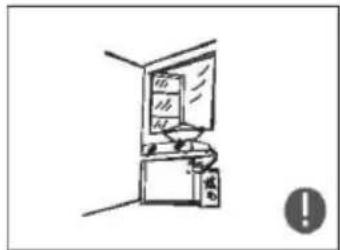 Simple line drawing of a cabinet with doors open, no text or symbols present