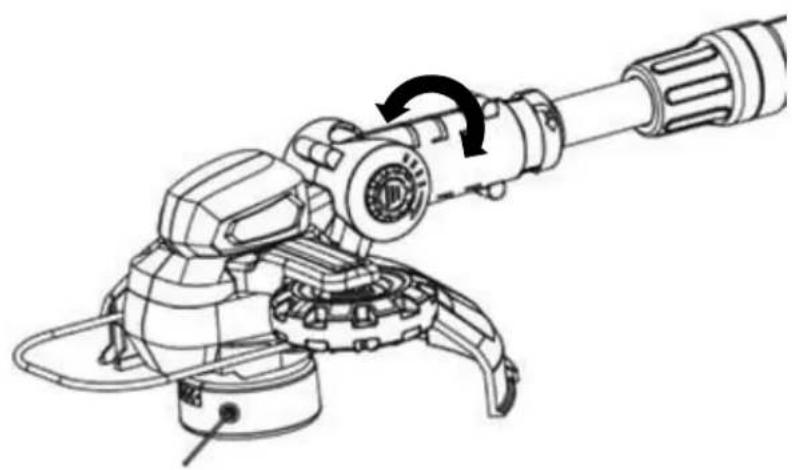 Technical line drawing of a mechanical device with a rotating lever and base mount (no text or symbols)