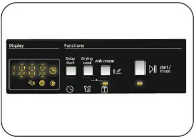 Display 18:00 Functions Delay Start Drying Level Anti-crease Start / Pause
