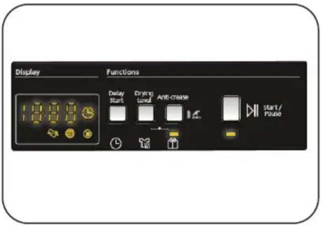 Display 18:00 Functions Delay Start Drying Level Anti-Create start / Pause