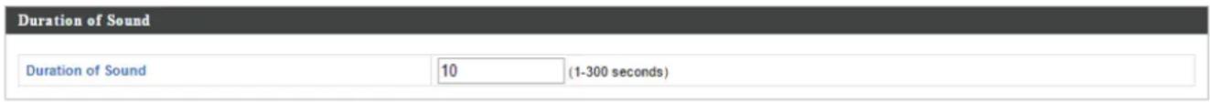 Duration of Sound Duration of Sound 10 (1-300 seconds)