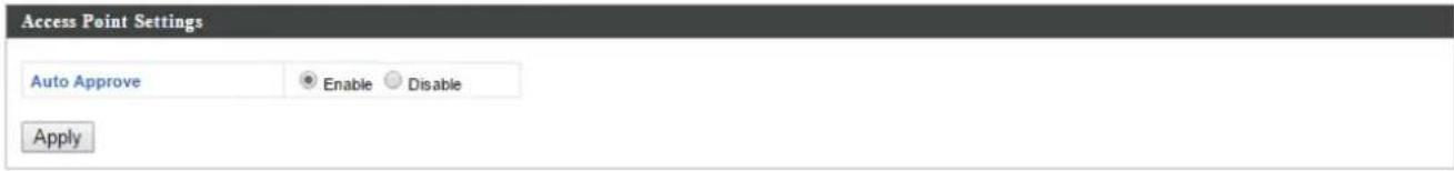 Access Point Settings Auto Approve Enable Disable Apply