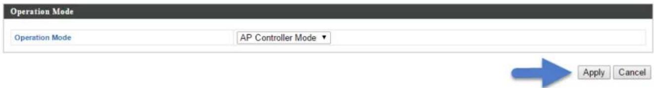 Operation Mode Operation Mode AP Controller Mode Apply Cancel
