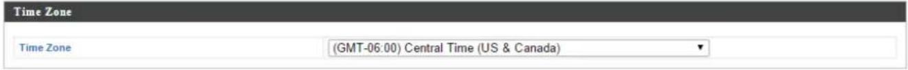 Time Zone Time Zone (GMT-06:00) Central Time (US & Canada)