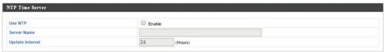 NTP Time Server Use NTP Enable Server Name Update Interval 24 (Hours)