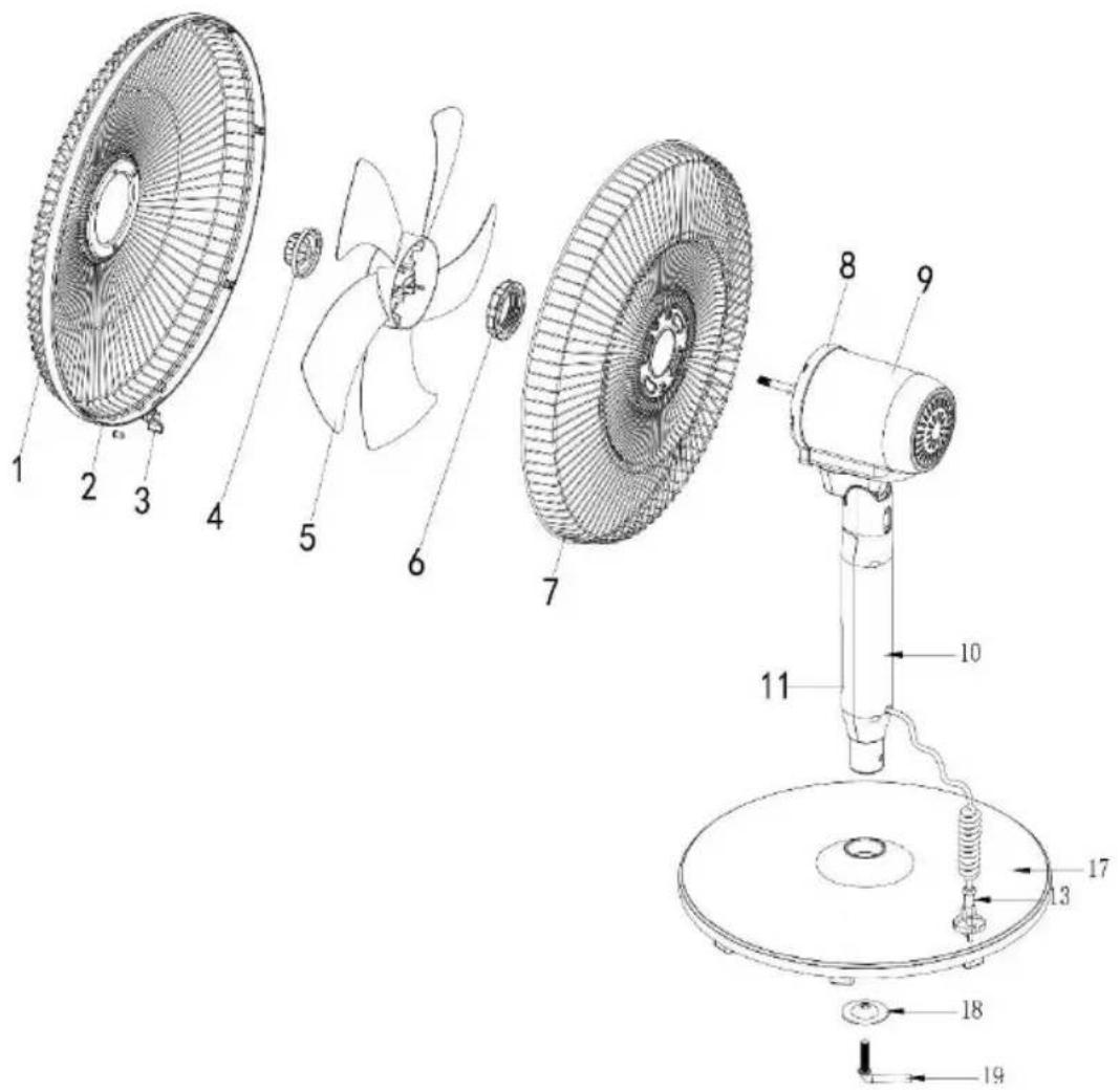 Technical diagram of a mechanical device with numbered components, likely an optical or mechanical assembly.