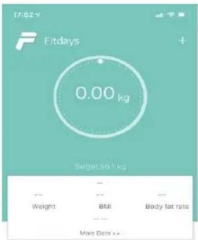 17:02 Fitdays 0.00 kg Target:56.1 kg Weight BMI Body fat ratio More Data >>