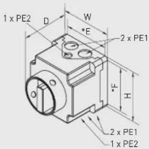 1 x PE2 D W *E 2 x PE1 H *F 2 x PE1 1 x PE2