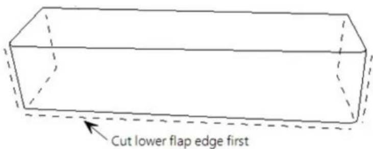 Cut lower flap edge first