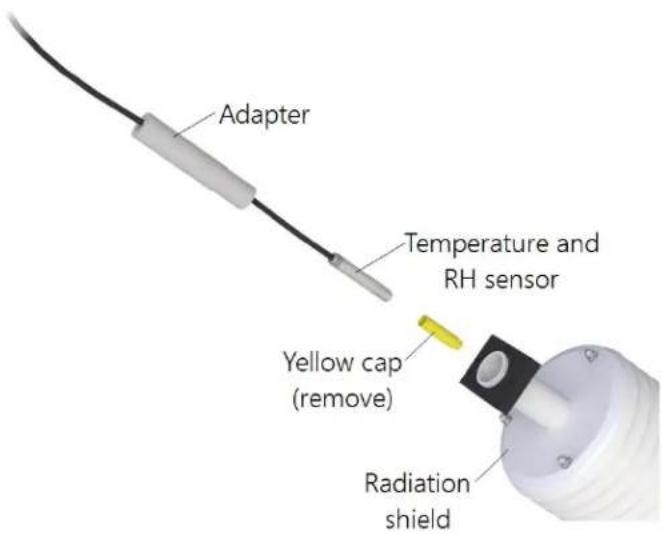 Adapter Temperature and RH sensor Yellow cap (remove) Radiation shield