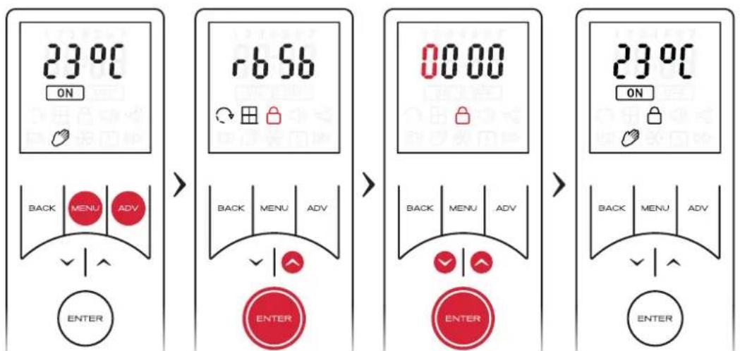 23°C ON BACK MENU ADV ENTER rb 56 BACK MENU ADV ENTER 00:00 BACK MENU ADV ENTER 23°C ON BACK MENU ADV ENTER ENTER