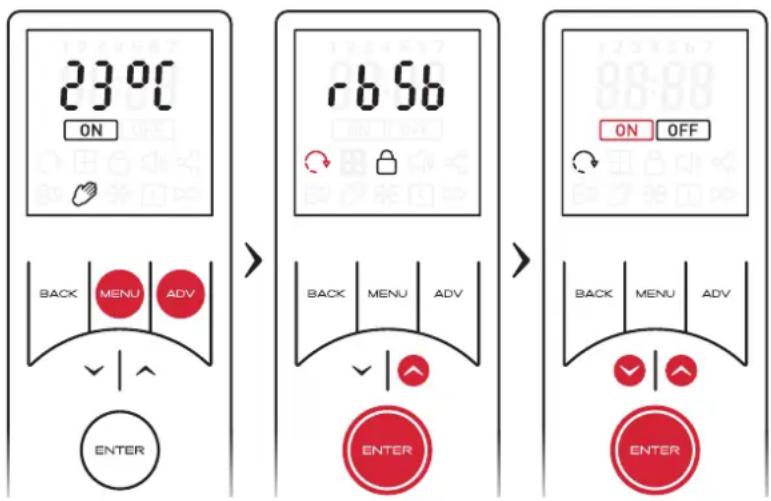 230°C ON BACK MENU ADV ENTER rb56 BACK MENU ADV ENTER ON OFF BACK MENU ADV ENTER