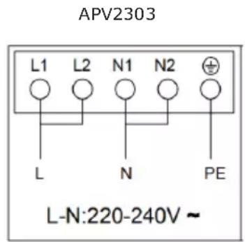 APV2303 L1 L2 N1 N2 L N PE L-N:220-240V ~