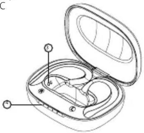 Diagram of an open electronic device with labeled parts, showing internal structure and numbered annotations.