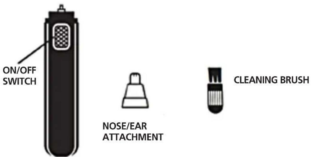 ON/OFF SWITCH NOSE/EAR ATTACHMENT CLEANING BRUSH