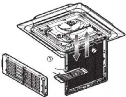 Technical diagram of a device with labeled components and directional arrows indicating flow or movement