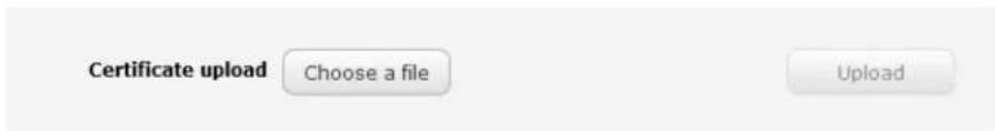 Certificate upload Choose a file Upload