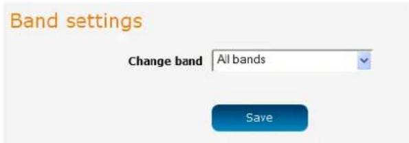 Band settings Change band All bands Save