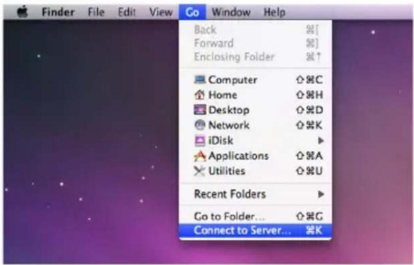 Finder File Edit View Go Window Help Back %[ Forward %] Enclosing Folder %↑ Computer %C Home %H Desktop %D Network %K iDisk ▶ Applications %A Utilities %U Recent Folders ▶ Go to Folder... %G Connect to Server... %K