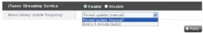 iTunes Streaming Service Music Library Update Frequency Forced update (manual) Forced update (manual) Every 3 minute (auto)
