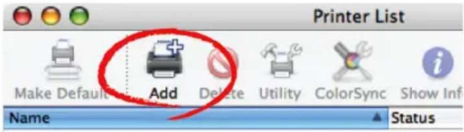 Printer List Make Default Add Delete Utility ColorSync Show Inf Name Status