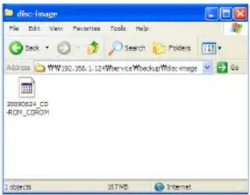 disc-image File Edit View Favorites Tools Help Back Search Polders Address WW190.306.1.124\Wservice\backup\disc-image Go 20090824_CD -ROM_CROM 1 objects 207MB Internet