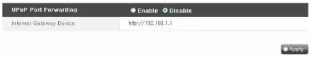 UPnP Port Forwarding Enable Disable Internet Gateway Device http://192.168.1.1 Apply