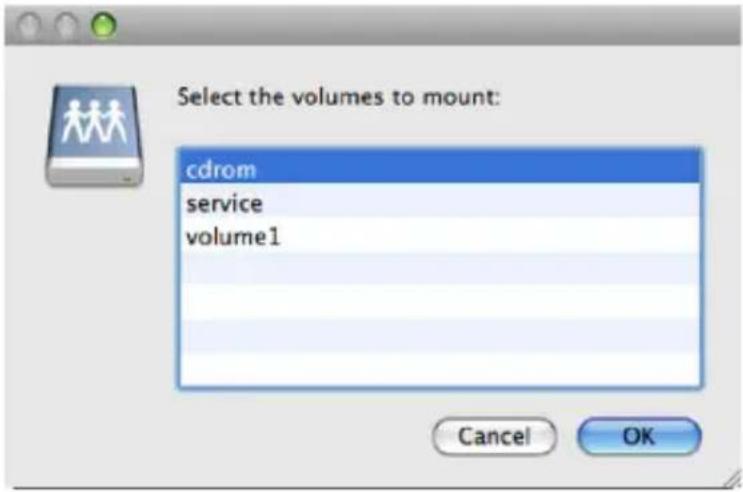 Select the volumes to mount: cdrom service volume1 Cancel OK