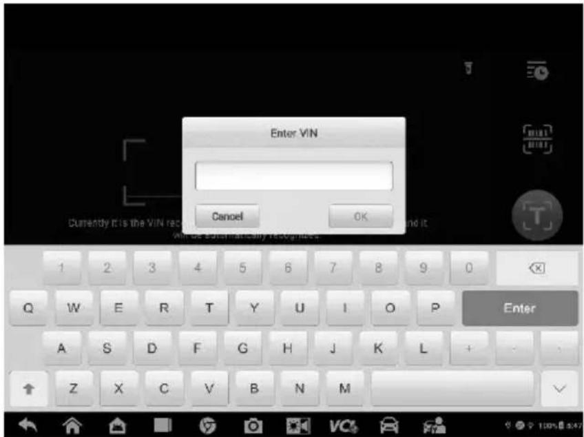 Enter VIN Cancel OK Currently it is the VIN rec Enter
