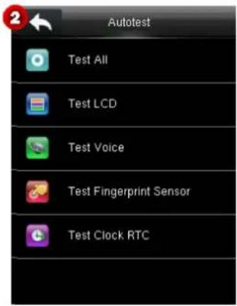 Autotest Test All Test LCD Test Voice Test Fingerprint Sensor Test Clock RTC