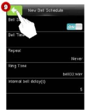 New Bell Schedule Bell Time ON Bell Repeal Never Ring Tone bell03.wav Internal bell delay(s) 5