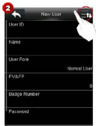Now User User ID Name User Role Normal User FV&FP 0 Badge Number Password